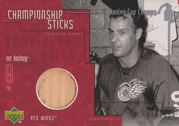 stick karta GORDIE HOWE 01-02 UD Stanley Cup Champs Championship Sticks /150